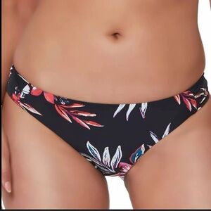 Bar III Floral-Print Hipster Bikini‎ Bottoms Black Tropical Escape Medium NWT